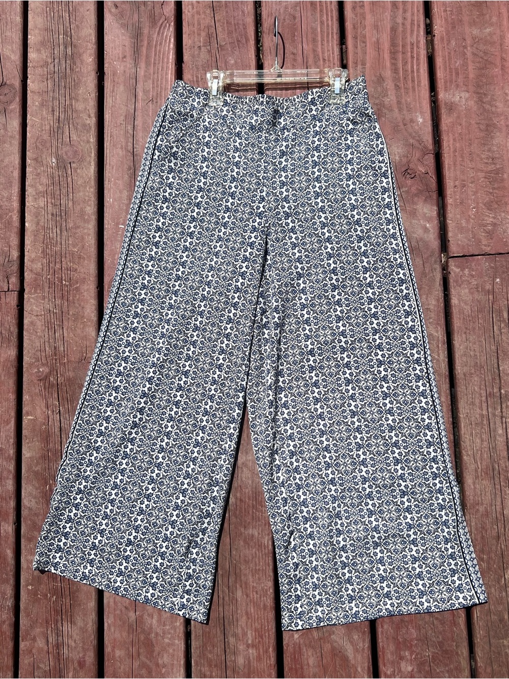 Max Studio Blue and white boho style Wide Leg Pants